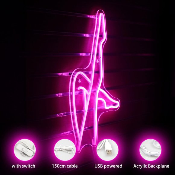 Neon Pink Body Woman Legs Sexy Feminine Figure LED Light Wall Room Dorm Decor - Picture 5 of 6